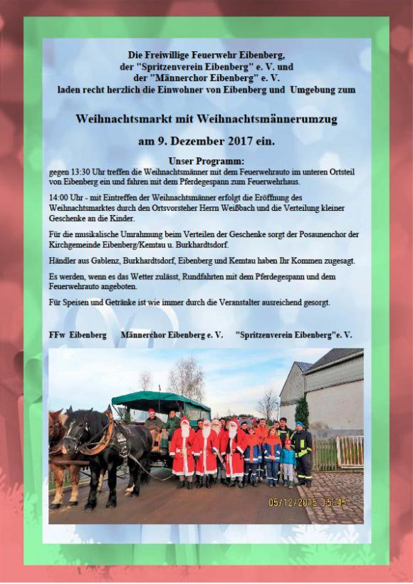 Plakat Weihnachtsmarkt Eibenberg 2017